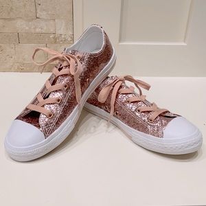 NEW Girls Converse All Star Low Dusk Pink Glitter